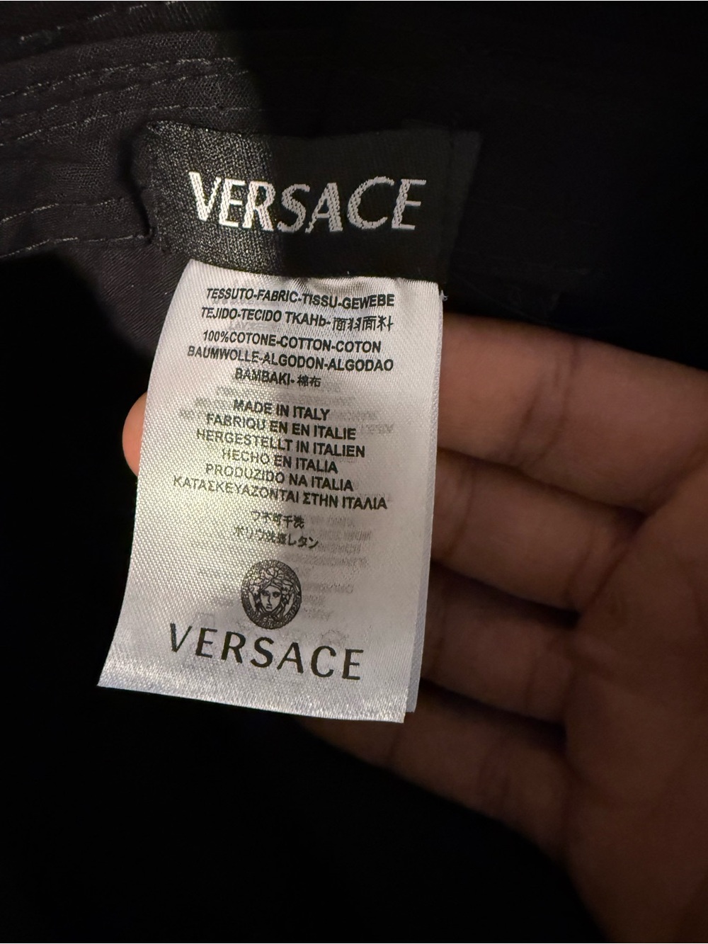 Versace Black Bucket Hat with Gold Logo Embroidery image 5